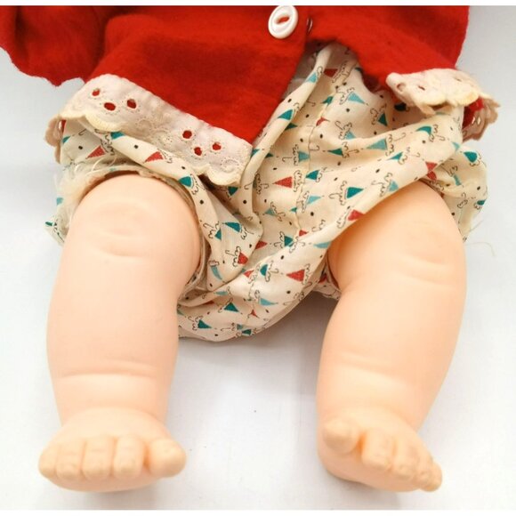 Eugene Girl Baby Doll in Red Sweater Vintage Blue Eyes Open Close Blond Hair - Picture 7 of 16